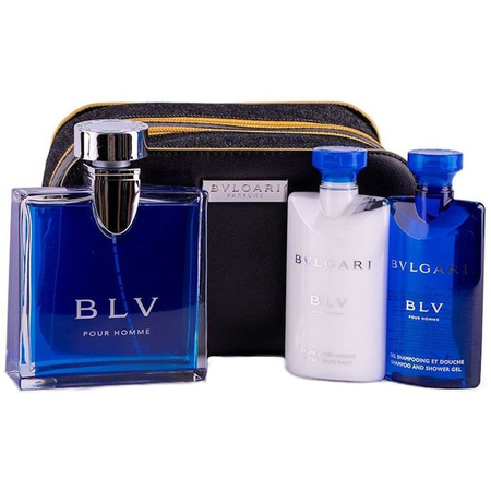 Bvlgari BLV Pour Homme 100ml woda toaletowa + 75ml żel + 75ml balsam + kosmetyczka